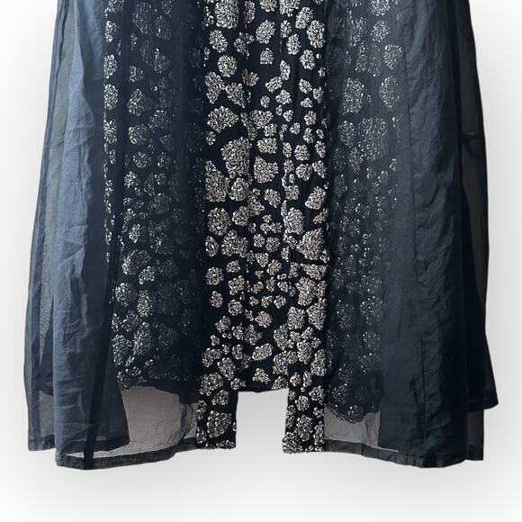 Vintage 1980s Beaded Silk Evening Dress and Organza Coat Outfit Size XXL Black - Picture 5 of 16